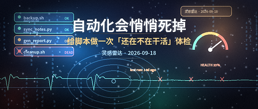 灵感雷达 2026-09-18:自动化会悄悄死掉——给脚本做一次「还在不在干活」体检